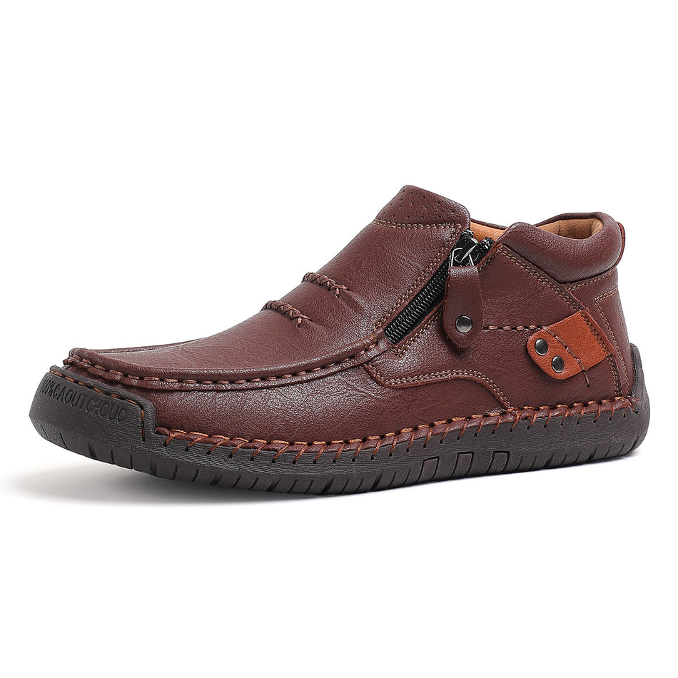 Men's Handcrafted Premium Genuine Leather Slip-On Shoes – Wide Toe box, Waterproof, Oil-Resistant, And Slip-Resistant, Suitable For Casual Wear, Travel, And Outdoor Activities
