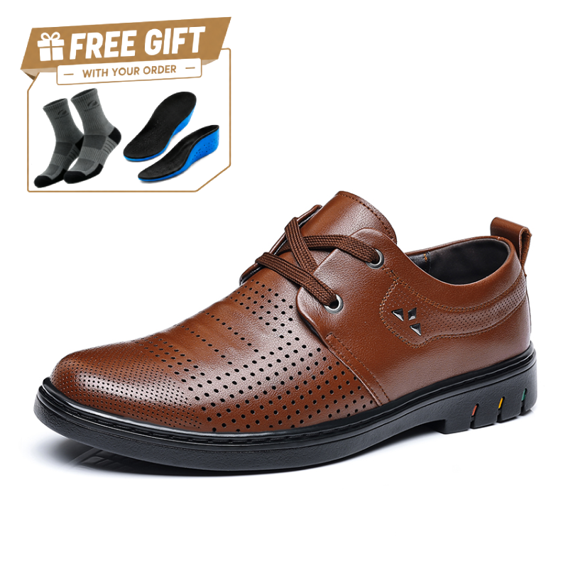 ⏰Limited Time Sale 70% OFF - Men's Orthopedic Leather Shoes—Wide Toe Box, Arch Support, Shock Absorption, Breathable, Waterproof, Non-Slip, Suitable For Various Occasions
