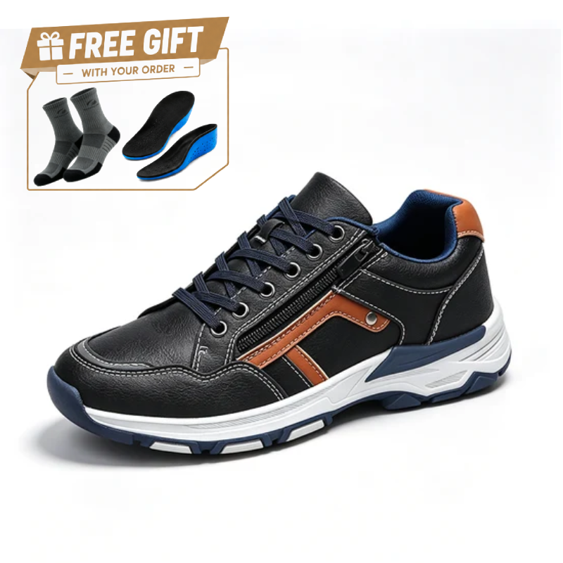 ⏰Limited Time Sale 70% OFF - Men's Genuine Leather Hiking Shoes - Outdoor Work Shoes -Side Zipper, Lightweight, Wide Toe Box, Arch Support, Shock Absorption, Waterproof, Slip-Resistant