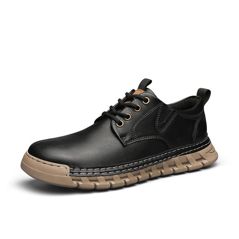 Men's Casual Leather Shoes – Zero-Pressure , Wide Toe Box & Slip-Resistant Shock-Absorbing Sole – Helps Foot Pain from Long Hours of Wear