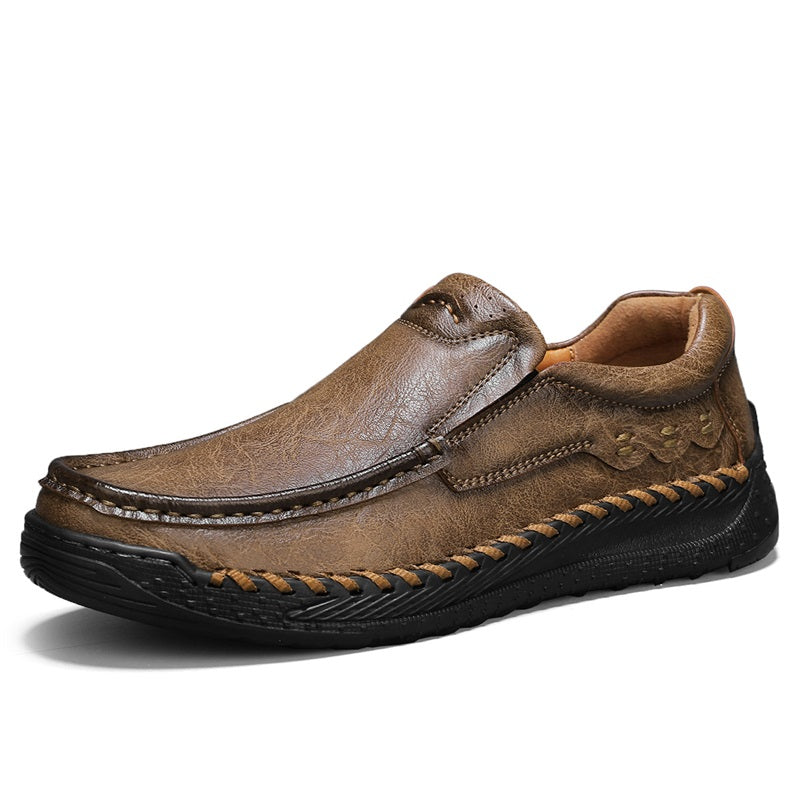 Men's Handcrafted Premium Leather Orthopedic Slip-Ons – Ergonomic Arch Support, Non-Slip Cushioning Sole, Helps Relieve Foot & Knee Pain