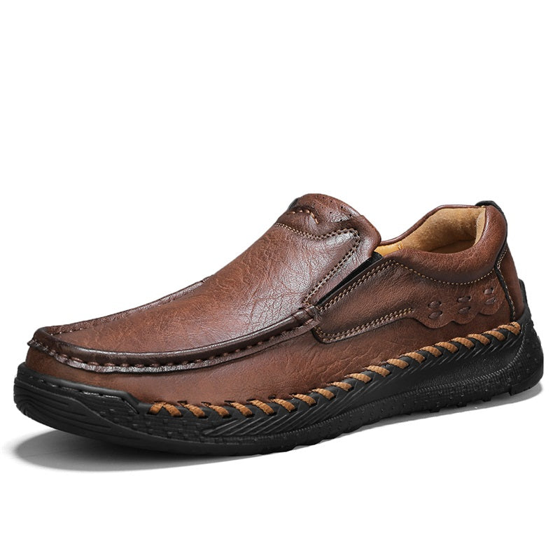 Men's Handcrafted Premium Leather Orthopedic Slip-Ons – Ergonomic Arch Support, Non-Slip Cushioning Sole, Helps Relieve Foot & Knee Pain