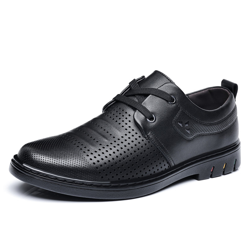Men's Genuine Leather Walking Shoes - Lace-Up, Maximum Support, Wide Toe Box with Arch Support