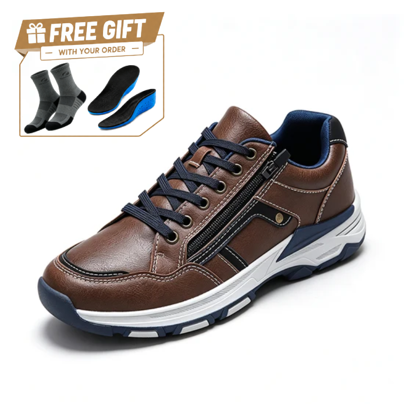 ⏰Limited Time Sale 70% OFF - Men's Genuine Leather Hiking Shoes - Outdoor Work Shoes -Side Zipper, Lightweight, Wide Toe Box, Arch Support, Shock Absorption, Waterproof, Slip-Resistant