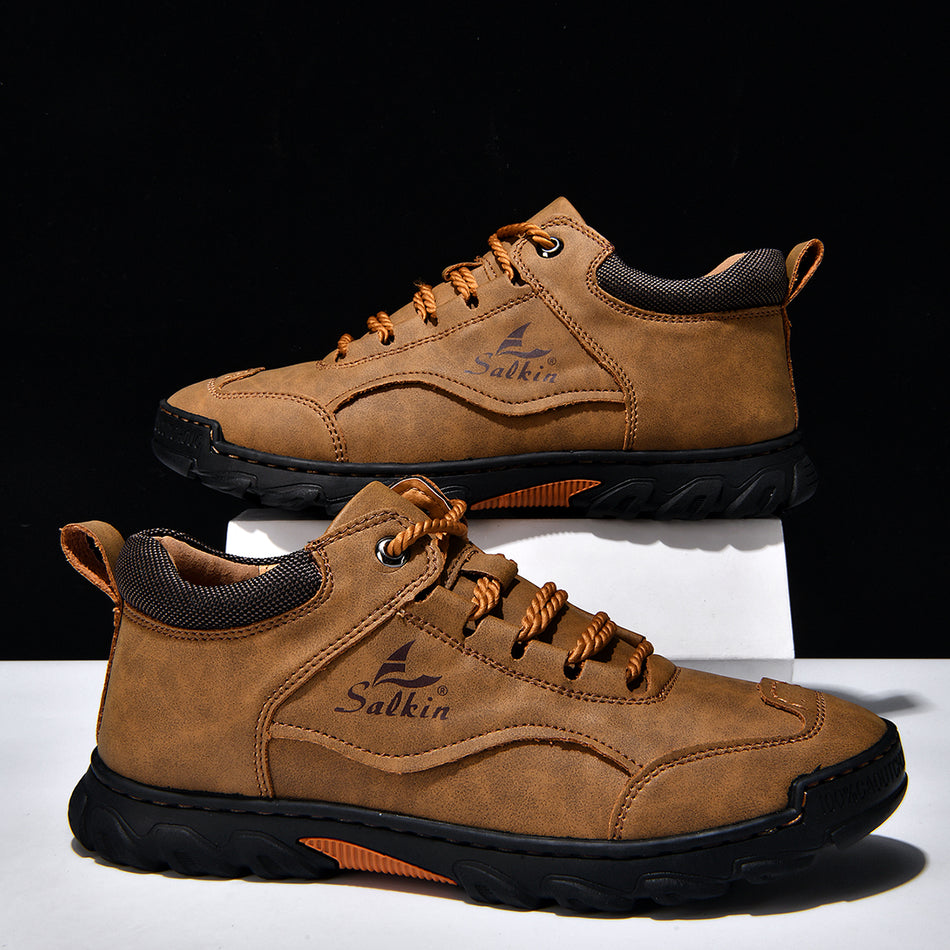 Men’s Waterproof Lightweight Work Boots – Premium Leather, Wide Toe, Non-Slip Cushioned Sole & Warmth for Casual, Travel & Outdoor