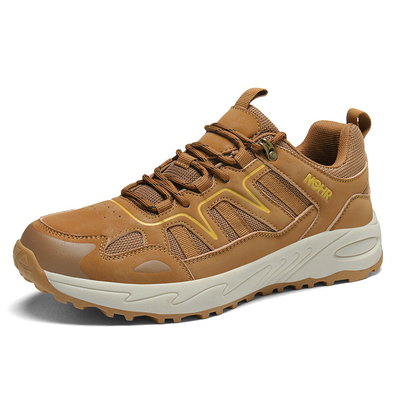 Men's Mixed Material Hiking Shoes – Waterproof, Slip-Resistant, Puncture-Resistant, Impact-Resistant, Breathable, Wide Toe