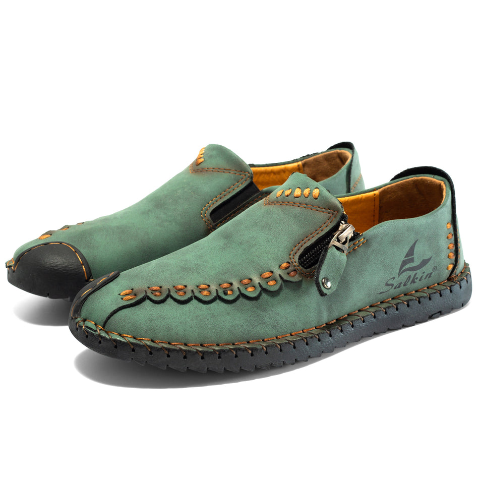 Mens Handmade Premium Leather Casual Driving Shoes-Waterproof,Wide Toe, Non-Slip Sole for Casual, Travel & Outdoor