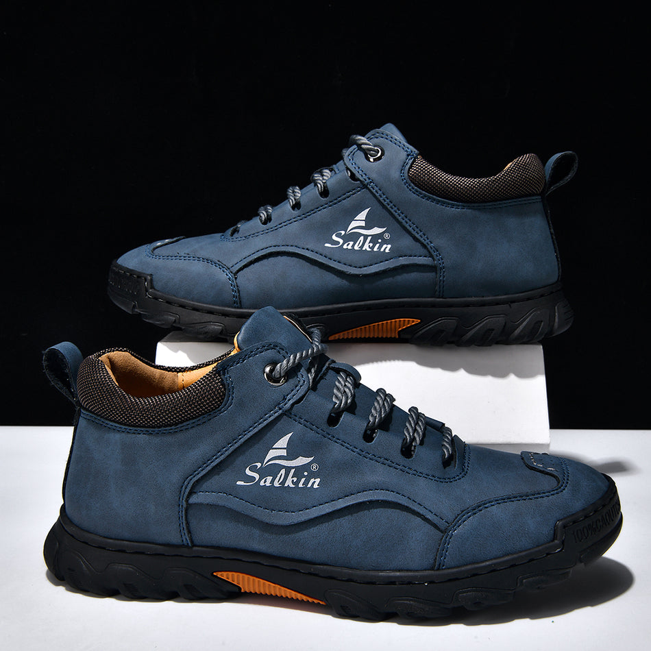 Men’s Waterproof Lightweight Work Boots – Premium Leather, Wide Toe, Non-Slip Cushioned Sole & Warmth for Casual, Travel & Outdoor